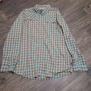 Men's Checkered Shirt Blue Tan Howler Brothers Matagorda Shirt - Men's  XL